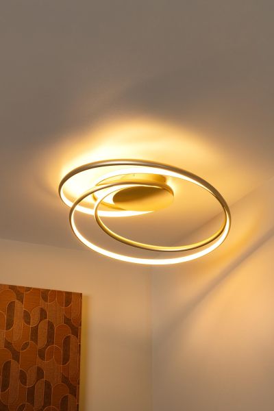 Lucide SARDANA - Flush ceiling light - LED Dim. - 1x54W 2700K - Matt Gold / Brass - Premium